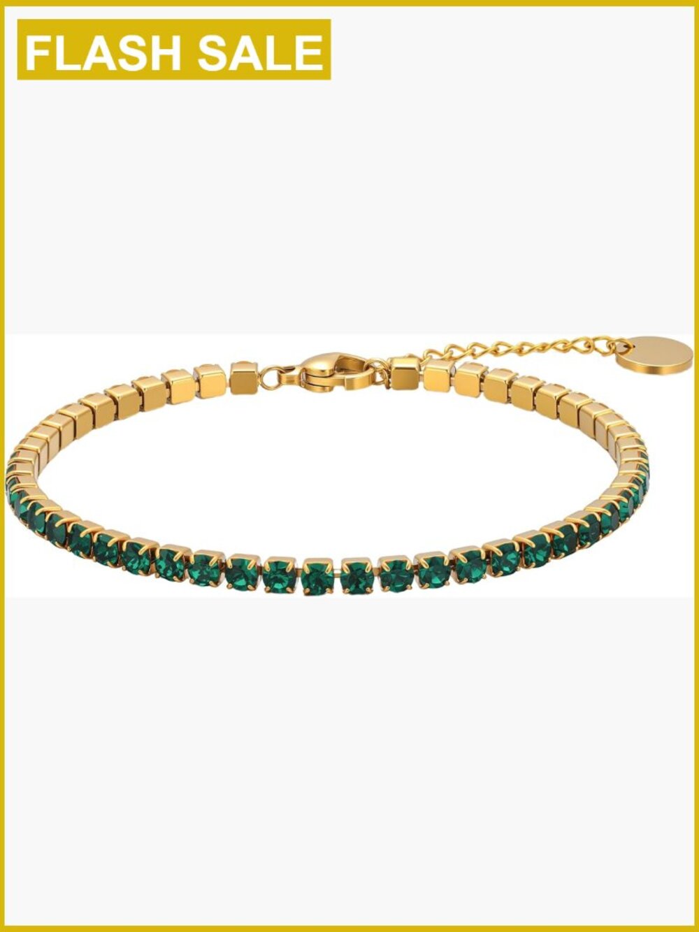 18K Gold Plated Tennis Bracelet for Women, 5A CZ Adjustable Dainty Charm